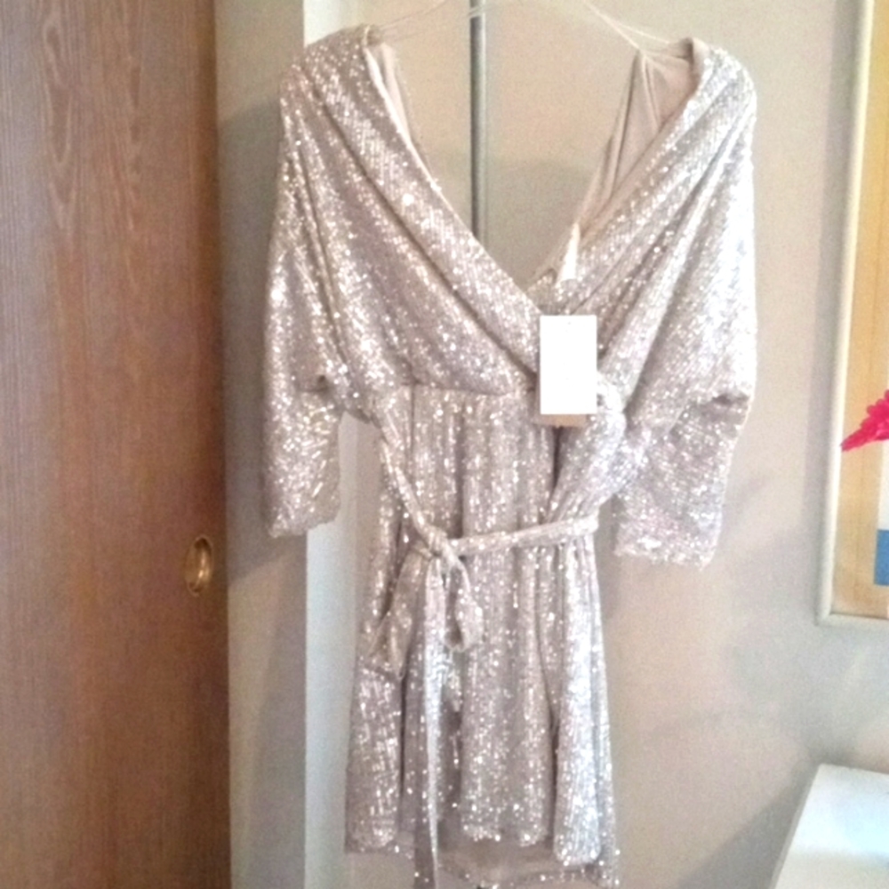 Sequin white dress, Style Rack size Large